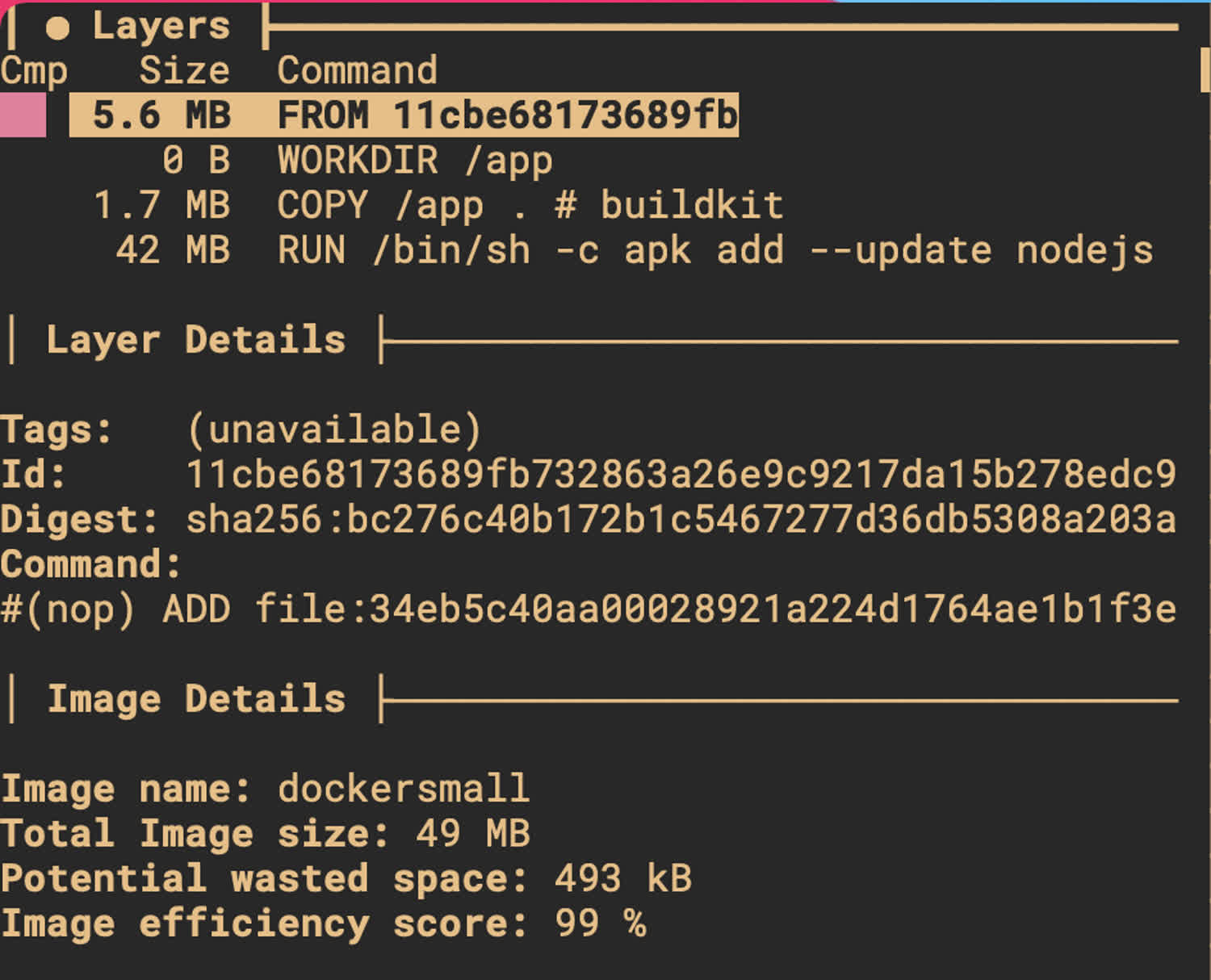 Docker image compressed