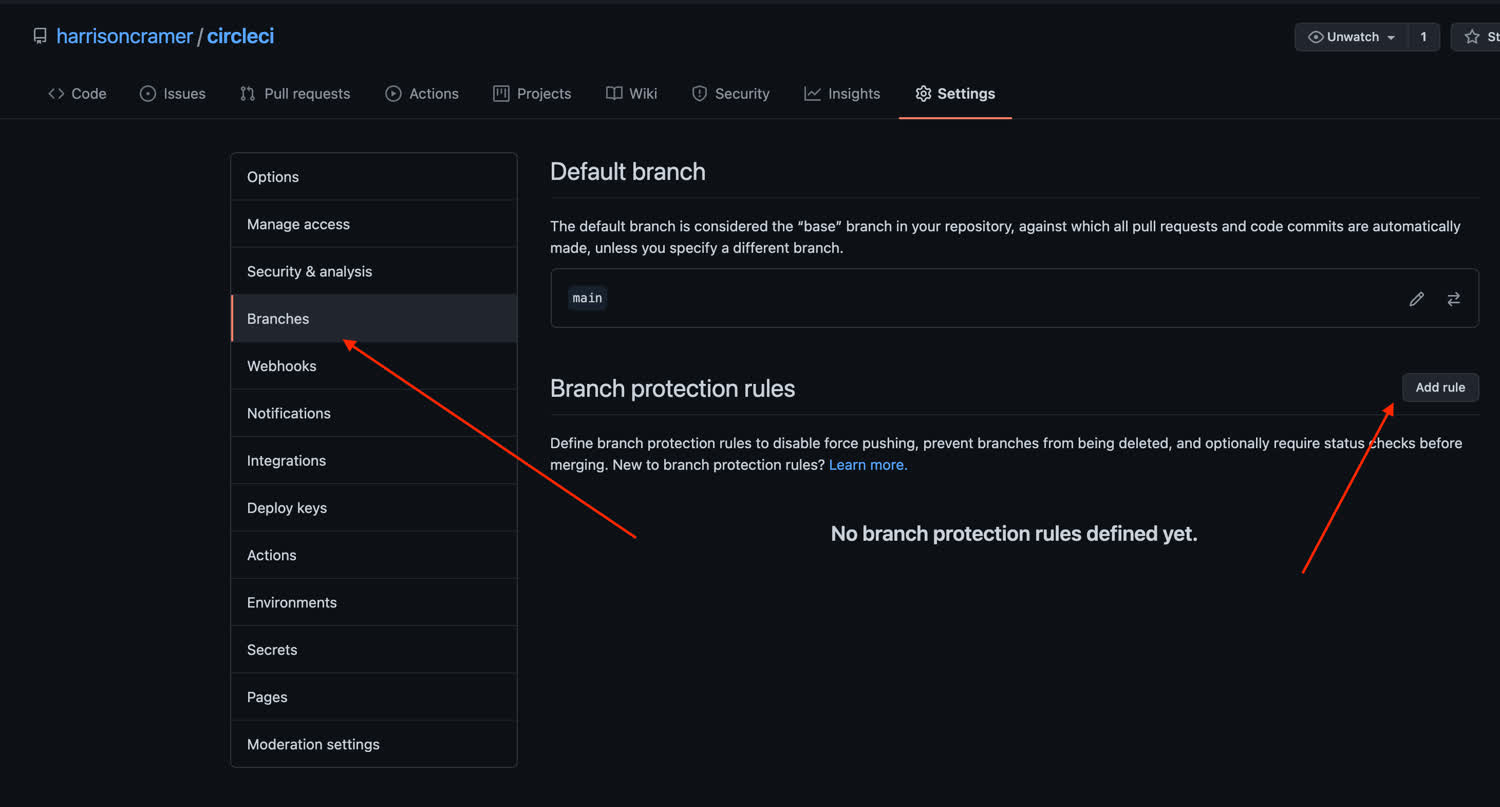 Github branch rules