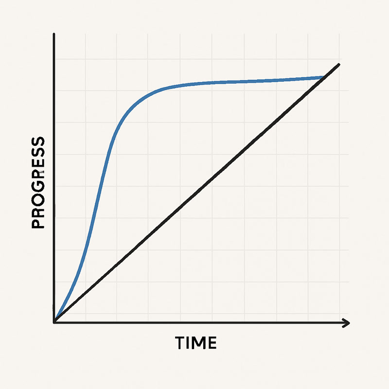 A chart showing incremental improvement over rapid speed